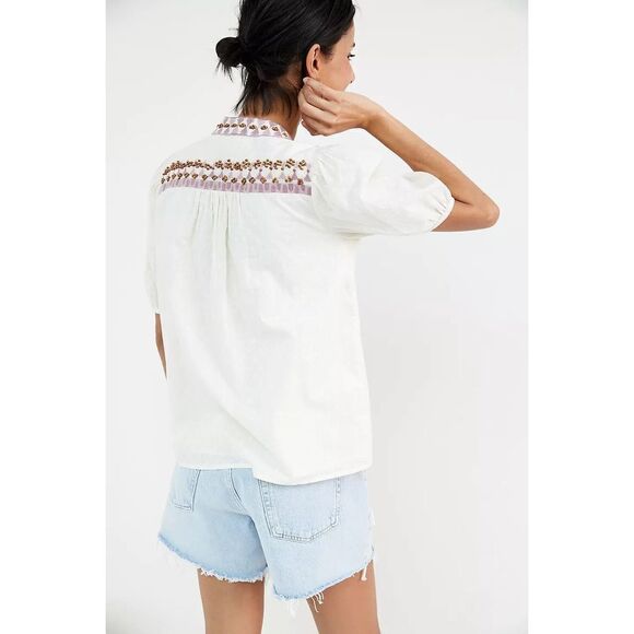 Anthropologie Embroidered Peasant Blouse Size 2 - Picture 4 of 10
